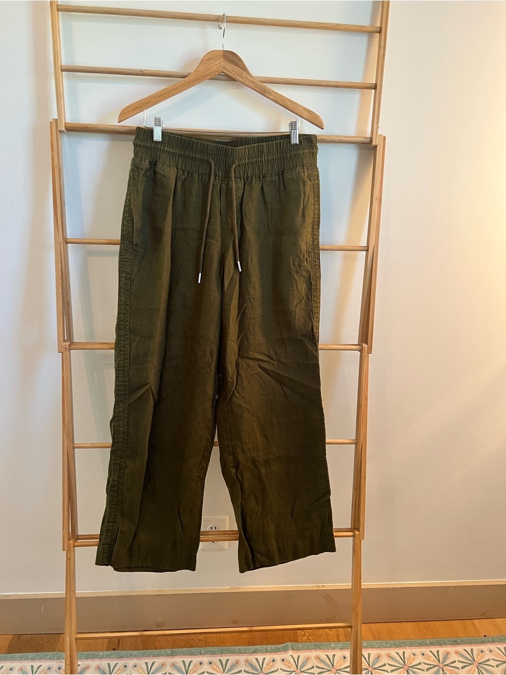 Quince 100% European Linen Wide Leg Pants Olive Green Women’s L